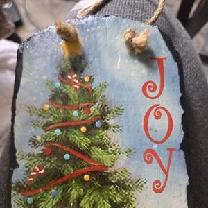 Natural Slate Joy Christmas Ornament
